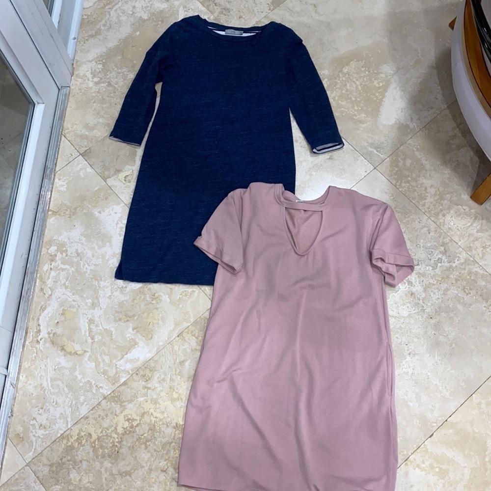 2 for 1 Bundle Cotton Knee Length T Shirt Dresses